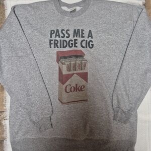 Womans Oversized Gray Crew Neck Hanes Sweatshirt Diet Coke Lovers Size Large